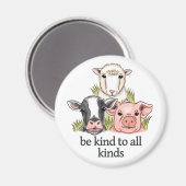 あらゆる種類の動物の権利に優しいビーガン マグネット (正面/裏面)