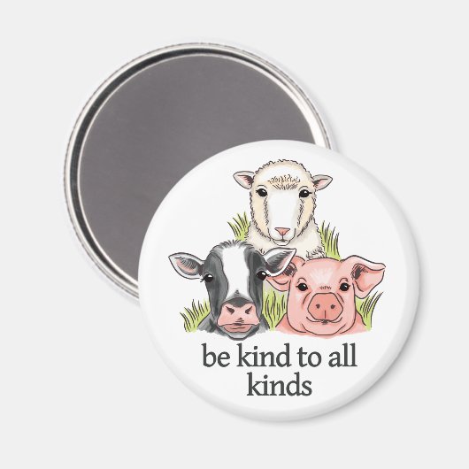 あらゆる種類の動物の権利に優しいビーガン マグネット (正面/裏面)