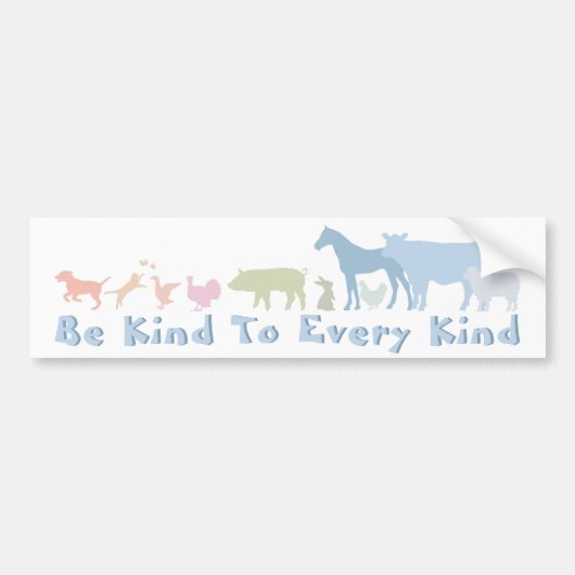 あらゆる種類の動物の権利に親切である バンパーステッカー (正面)