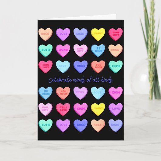 あらゆる種類の心を祝う バレンタイン ハーツ キャンディ カード (正面)