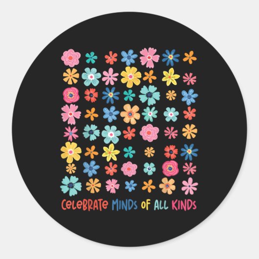 あらゆる種類の祝自閉症の意識 ラウンドシール (正面)