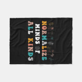 あらゆる種類の自閉症意識の精神を正常化する フリースブランケット (正面(横))