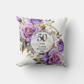 あらゆる結婚記念日のゴールドフレーム 紫のバラ クッション (正面)