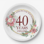 あらゆる結婚記念日のバラのブッシュローズ ペーパープレート (正面)