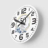 あらゆる結婚記念日 (50) エレガントな青い花の周年記念 ラウンド壁時計 (傾斜)