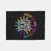 あらゆる色でがんと闘う – リボンの流れ フリースブランケット (正面(横))