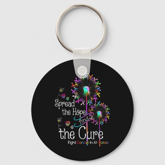 あらゆる色のリボンの花でがんと闘う キーホルダー (正面)