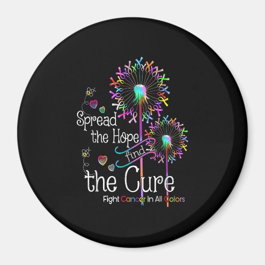 あらゆる色のリボンの花でがんと闘う マグネット (正面)