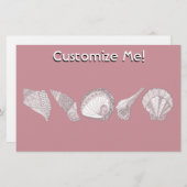 あらゆる色の手描きの貝殻 便箋 (正面/裏面)