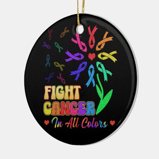 あらゆる色の生存者の支援でがんと闘う セラミックオーナメント (左)