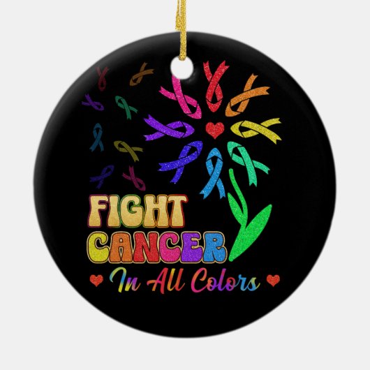あらゆる色の生存者の支援でがんと闘う セラミックオーナメント (裏面)