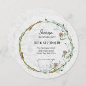 あらゆる行事にぴったりなエレガントな花輪 招待状 (正面/裏面)