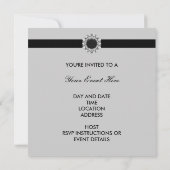 あらゆる行事に使えるブラックダマスクパーティーテンプレート 招待状 (裏面)