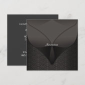あらゆる行事に対応するブラックサテンのパーティーテンプレート 招待状 (正面/裏面)