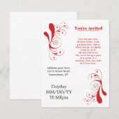 あらゆる行事に対応する赤い渦巻きの汎用招待状 招待状 (正面/裏面)