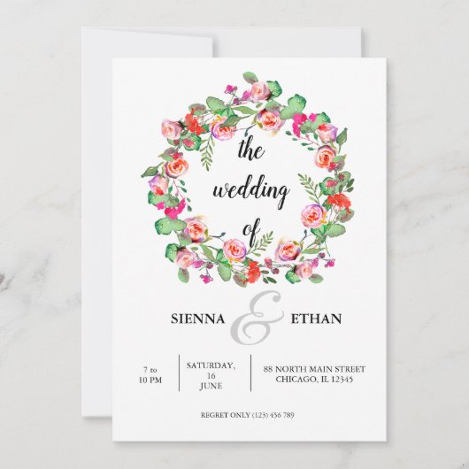 あらゆる行事に花の輪を 招待状 (正面)