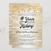 あらゆる記念日のブラックゴールドのストリングライト 招待状 (正面/裏面)