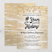 あらゆる記念日のブラックゴールドストリングライト 招待状 (正面/裏面)