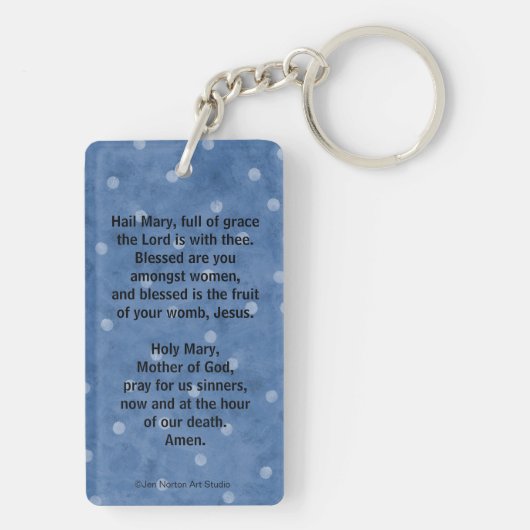 あられのメリーカトリック教の祈りの言葉Keychain キーホルダー (裏面)