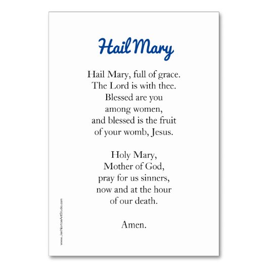 あられのメリー祈りの言葉カード テーブルナンバー (裏面)