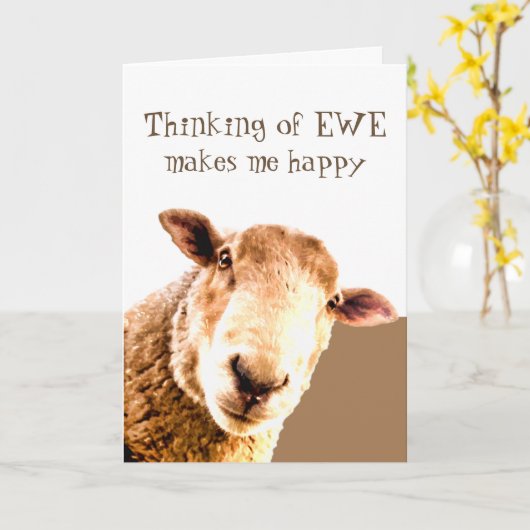 ありがとうあなた素晴らしはおもしろい誰でも羊 カード (黄色い花)