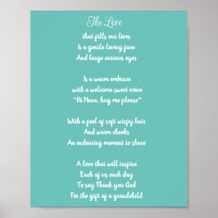 ありがとうおばあちゃん。おばあちゃん詩ブルー ポスター