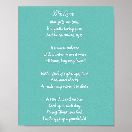 ありがとうおばあちゃん。おばあちゃん詩ブルー ポスター (正面)