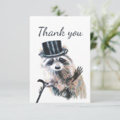 ありがとうおもしろいフォーマルラクーン動物ユーモア サンキューカード (スタンド正面)