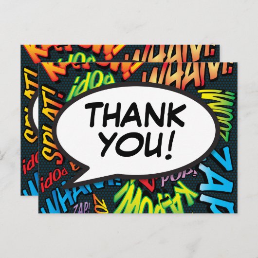 ありがとうおもしろいモダンカラフルタイポグラフィ ポストカード (正面/裏面)