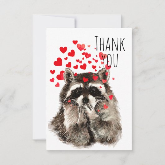 ありがとうおもしろい吹ラクーンのキス動物のユーモア サンキューカード (正面)