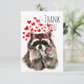 ありがとうおもしろい吹ラクーンのキス動物のユーモア サンキューカード (スタンド正面)