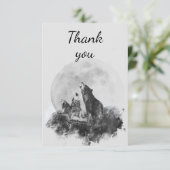 ありがとうおもしろい3匹の狼が月で遠吠え サンキューカード (スタンド正面)