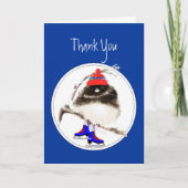 ありがとうおもしろい、姿スケートで滑るスポーツバード サンキューカード (正面)