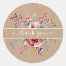 ありがとうお水の色の素朴な花クラフトシール