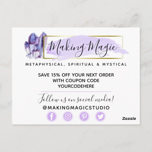 ありがとうお水の色の結晶&金ゴールド幾何学的 ポストカード (裏面)