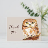 ありがとうお水色フクロウ鳥の姿勢 サンキューカード (スタンド正面)