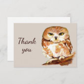 ありがとうお水色フクロウ鳥の姿勢 サンキューカード (正面/裏面)
