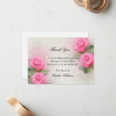 ありがとうお葬式カード、ピンクのバラのノートカード ノートカード (正面/裏面インサイチュ)