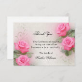 ありがとうお葬式カード、ピンクのバラのノートカード ノートカード (正面/裏面)