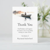 ありがとうお葬式カード、魚釣りボートノートカード サンキューカード (スタンド正面)