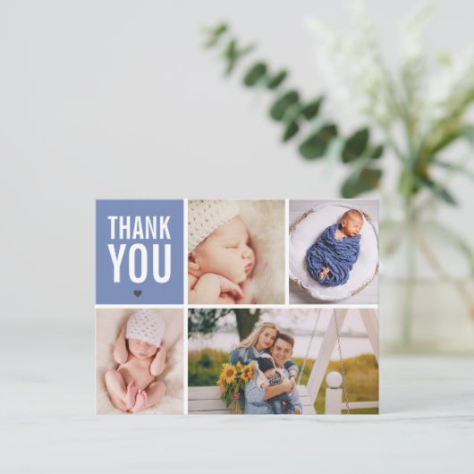 ありがとうお誕生日おめでとうの写真コラージュ ポストカード (スタンド正面)