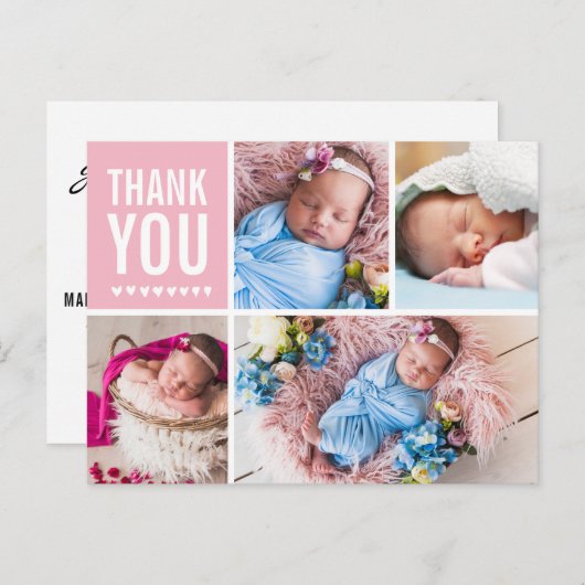 ありがとうお誕生日おめでとうの写真コラージュ ポストカード (正面/裏面)