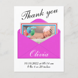 ありがとうお誕生発表写真はがき 案内ポストカード