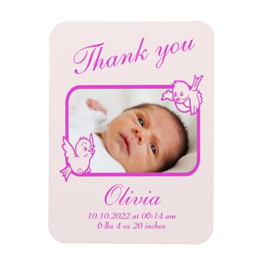 ありがとうお誕生発表写真カード マグネット (縦)