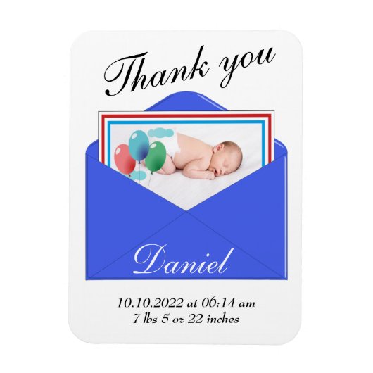 ありがとうお誕生発表写真カード マグネット (縦)