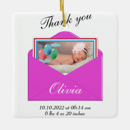 ありがとうお誕生発表写真 セラミックオーナメント