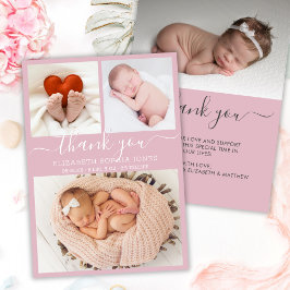 ありがとうお誕生発表赤面写真コラージュ 案内状