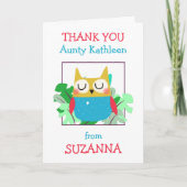 ありがとうかわいいフクロウ離れズカード サンキューカード (正面)