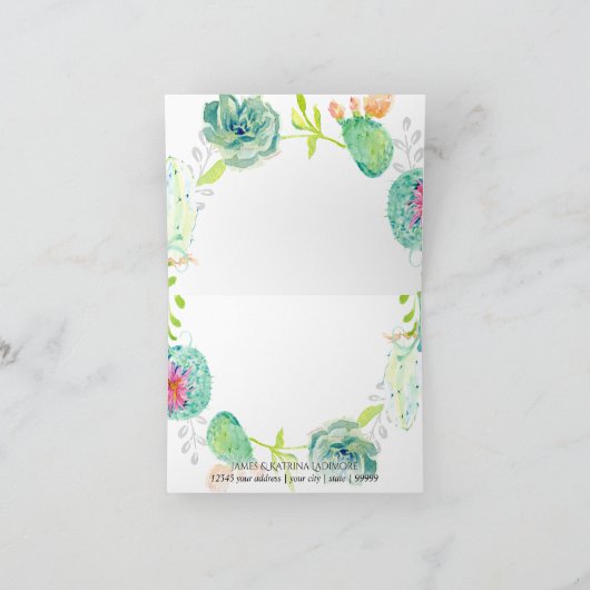 ありがとうございましたデザートサボテンガーデンウォーターカラー サンキューカード (内部)