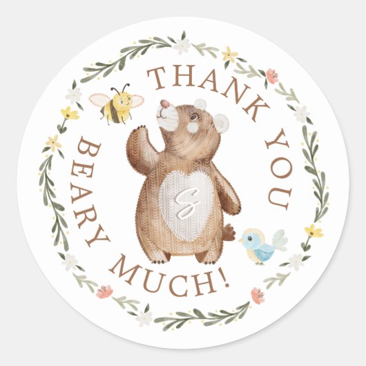 ありがとうございましたニットWoodland Bearフローラ ラウンドシール (正面)